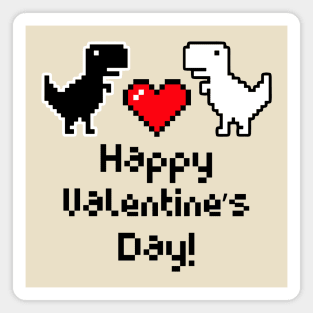Happy Valentines Pixel Dinosaurs Magnet